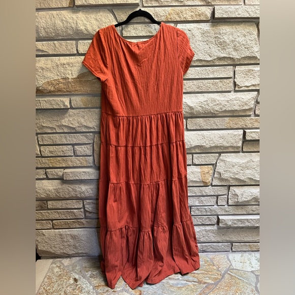 Anthropologie Maeve Gillian Tiered Maxi Dress Rust Orange Boho size 12 prairie - Picture 4 of 8